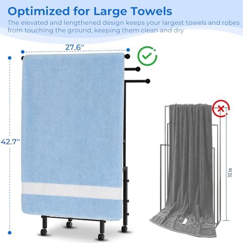 Kayfia 42.7'' Standing 3 Tier Alloy Steel Towel Rack with Basket & Wheels - Image 5