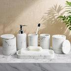 LIN CHUAN 6-Piece Bathroom Accessories Set, Bathroom Organizer, White - Image 2