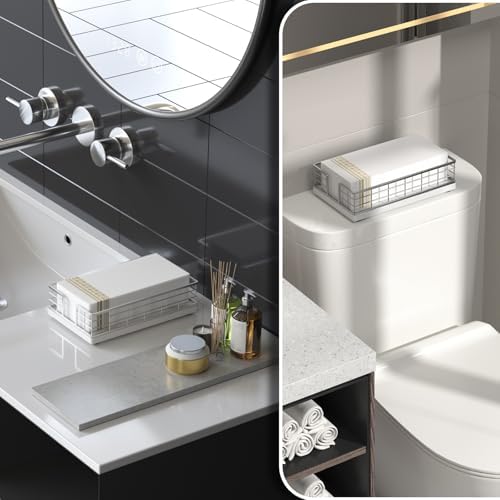 Wican Marble Guest Towel Holder Tray for Bathroom, Napkins Holder - Image 2