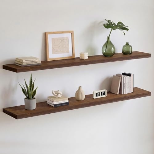 Homeforia 60 Inch Floating Shelves, High-End Solid Pine Wood, Set of 3 by Homeforia