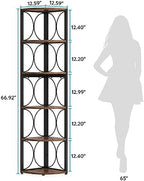 Tribesigns 67 inch Tall Corner Shelf, 6 Tier Rustic Corner Bookshelf Bookcase Storage Rack Standing Shelving Unit for Living Room, Small Space - Image 2