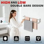Alise 24'' Double Towel Bars for Bathroom,Wall Mount Towel Holder,Brushed - Image 2
