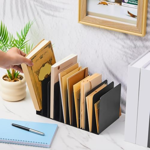 Suzile Metal Desktop File Organizer, 10 Compartment, Vertical File Sorter - Image 4