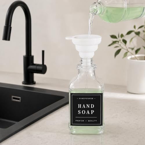 Kitchen Glass Soap Dispenser Set with Tray 2 with Gold Rust Proof Pump - Image 4