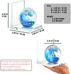 Glass Book Ends with Deep Ocean Blue Crystal Sea Wave Ball, Set of 2 - Image 6