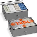 XXXXL 125L Under Bed Storage, Storage Containers with Support & Clear Lid, Support Frame, Underbed Storage Bins for Clothes, Shoes, Blankets, and Toys 2 pack by Home