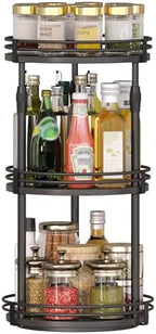Across-star Lazy-Susan-Organizer-Spice-Rack, 3-Tier Rotating Spice Organizer for Cabinet Pantry, Seasoning Holder Shelf with Adjustable Height, Kitchen Counter Shelf Countertop Organzier by Acorss-Star