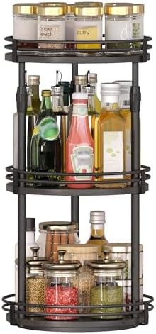 Across-star Lazy-Susan-Organizer-Spice-Rack, 3-Tier Rotating Spice Organizer for Cabinet Pantry, Seasoning Holder Shelf with Adjustable Height, Kitchen Counter Shelf Countertop Organzier by Acorss-Star