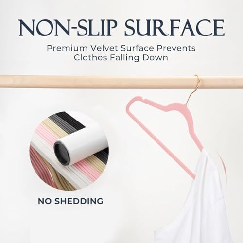 HOUSE DAY Pink Velvet Hangers 100 Pack, Premium Non-Slip Felt Hangers - Image 2