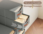 Homsorout Stackable Storage Drawers - Collapsible Storage Bins with Drawers, 4 Pack Closet Shelf Organizer Basket, Fabric Pull Out Organizer for Bedroom, Living Room, Dorm, Grey - Image 4