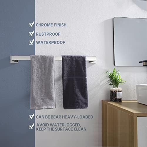 KOKOSIRI 24-Inch Single Towel Bar, Bathroom Kitchen Towel Holder, Wall Mounted SUS304 Stainless Steel Towel Rack, Polished Chrome, B4003CH-L24 - Image 5