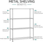 IZEUK 4-Tier Adjustable Heavy Duty Metal Wire Shelving Unit, Wide Storage Rack Organizer for Garage, Kitchen, Office, Dorm, Warehouse (Silver, 15.8" D x 45.8" W x 59.4" H, 1400 lbs Capacity) - Image 4