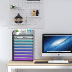 Samstar 9 Tier Desk Organizer, Mesh Paper Letter Tray File Rack Shelves Paper Sorter Storage with Handles, Black - Image 4