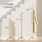 Pipishell Solid Wooden Coat Rack Freestanding with 8 Hooks, Natural - Image 3