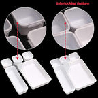 Set of 24 Interlocking Desk Drawer Organizer Tray Dividers Plastic Shallow Narrow Drawers Organizers Separators Storage Bins Container for Kitchen Bathroom Makeup Office Vanity Bedroom Dresser White - Image 4
