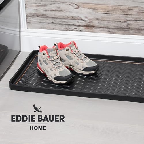 Eddie Bauer Rubber Boot Tray – Lake Waves Design, 16"x32", Black – Waterproof Entryway Boot Mat - Image 7