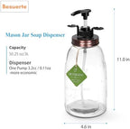 Glass Laundry Detergent Container - Besuerte Large Capacity Liquid Laundry Detergent Dispenser with Refillable & Reusable 2x50oz Mason Jars and Save Effort Pump Aid Handle, Bronze Cap - Image 3