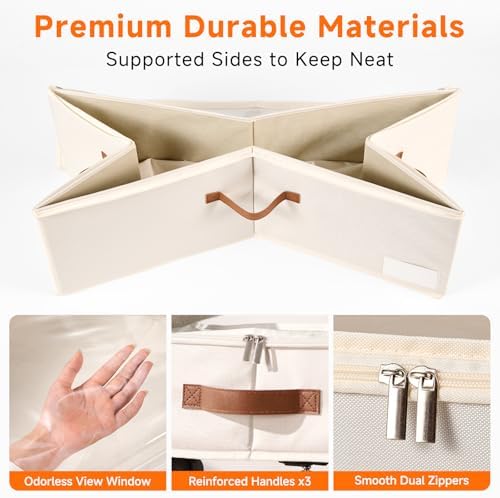 60L Large Under Bed Storage with Wheels Pack of 2, Underbed Shoe Container Bin with Clear Lid Cover, 10.5 Inches Rolling Under Bed Drawer Storage Bag Basket for Boots Quilt Sweater - Grey - Image 5