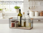 2-Pack Wire Baskets 12.8" x 6.25" Solid Wood Handles Organizer - Image 4