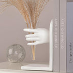Vintage White Hand Shaped Book Ends, Decorative Bookends for Shelves - Image 6