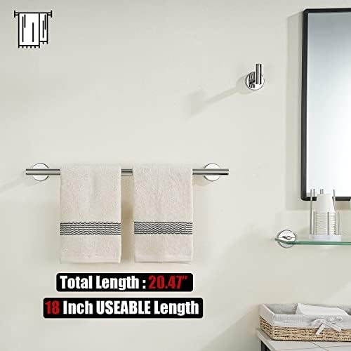 JQK Chrome Towel Bar, 20.5 Inch 304 Stainless Steel Thicken 0.8mm Towel Rack Bathroom, Towel Holder Polished Finished Wall Mount, Useable Length 18 Inch 2 Pack, TB110L18-CH-P2 - Image 3