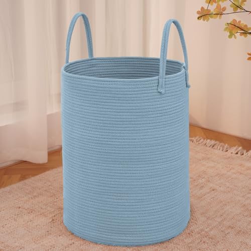 JMvicyroam 60L Cotton Rope Laundry Basket Hamper, Blue by JMvicyroam