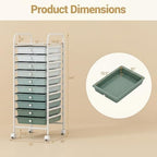 COSTWAY 10-Drawer Rolling Storage Cart, Utility Mobile Trolley - Image 3