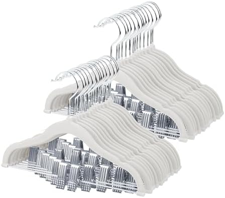 ManGotree 11.8'' Baby Velvet Hangers with Adjustable Clips 28 Pack White by ManGotree