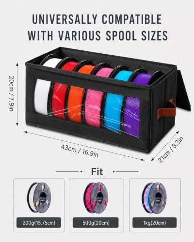 Filament Storage Box, 4 Pack Filament Container Hold 24 Rolls 3D Printer Filament Storage, Zippered Lid, Dustproof, Stackable Filament Container for PLA, ABS, PETG, TPU - Image 3