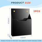 Feifeiya 1 Pcs Black Acrylic File Holder Wall Mount, 12.6"x9.5"x2.4" - Image 2