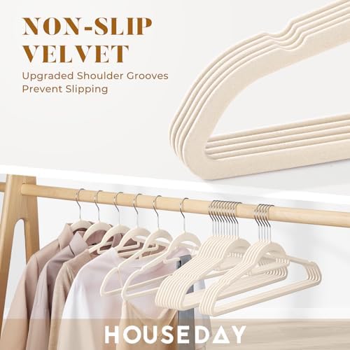 HOUSE DAY Velvet Hangers with Tie Bar 60 Pack, Clothes Hanger Non-Slip - Image 3