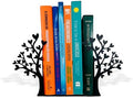 Tree Bookends with Heart-Shaped Leaves - Steel with Epoxy Coating and Wood Base - Decorative Pair of Book Holders for Shelves and Desk - Black – Geguton by GEGUTON