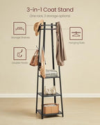 VASAGLE Coat Rack Freestanding, Hall Tree with 4 Shelves - Image 3