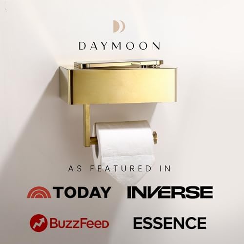 Day Moon™ - Toilet Paper Holder with Shelf & Storage - Wall Mount, Gold - Image 4