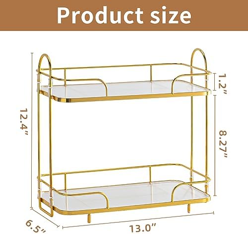2 Tier Corner Bathroom Counter Organizer, Cosmetic Skincare Organizer, Bathroom Countertop Perfume Tray Vanity Organizer, Kitchen Spice Corner Storage Shelf - Image 4