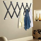 Dseap Accordian Wall Hanger: 16” High Wooden Wall Expandable Coat Rack, Hat Rack Holder, Accordion Hook for Baseball Caps, Coats, Mugs,17 Peg Hooks, Black & White - Image 4