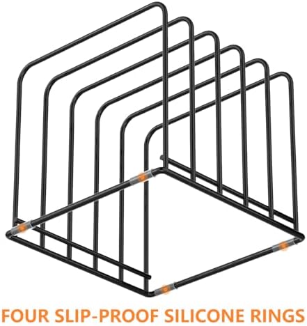 KORRTFID Kitchen Cabinet Organizer, Steel Cookware Holder, Divided Holder with 5 Slots for Skillets Baking Tray and Chopping Board Rack - Baking Pan Holder Storage (2 PCS) - Image 4
