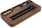 MUUJEE Wooden Desk Pen Pencil Organizer - 7.5 x 3.75 for Work Teacher Dad Wood Pencils Tray Work Minimalist Rustic, Gift for the Man who has it All - Image 2