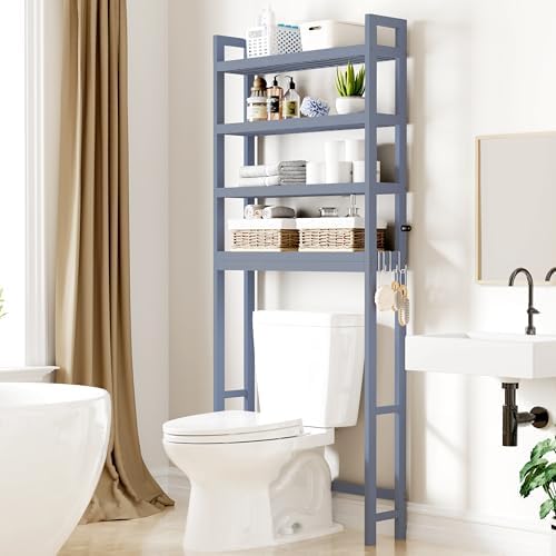 Smiry Bamboo Over The Toilet Storage Cabinet, 4 Tier, Grey by Smiry