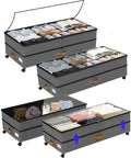 Under Bed Storage with Wheels 2-Pack, 75L XXL Under the Bed Storage Containers Large, 12" Tall Adjustable Storage for Underbed with Lids, Rolling for Clothes, Shoes, Blankets (4PCS-Grey) by Unknown