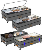 Under Bed Storage with Wheels 2-Pack, 75L XXL Under the Bed Storage Containers Large, 12" Tall Adjustable Storage for Underbed with Lids, Rolling for Clothes, Shoes, Blankets (4PCS-Grey) by Unknown