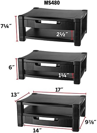 Kantek Two-Level Monitor Stand, 17" X 13.25" X 3.5" To 7", Black, Supports 50 Lbs - Image 2