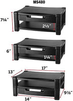 Kantek Two-Level Monitor Stand, 17" X 13.25" X 3.5" To 7", Black, Supports 50 Lbs - Image 2
