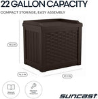 Suncast Outdoor Deck Box - 22 Gallon Java Resin Outdoor Storage Box, Weatherproof Patio Storage Bin Container for Seating & Organizing Cushions, Tools & Towels for Pool, Yard, & Garden - Image 3