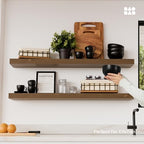 Solid Wood Floating Shelves for Wall 36 Inches Long, Walnut Wooden Shelf - Image 2