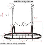 Metal Hanging Pot Rack Ceiling Mount, Vintage Oval Pot and Pan Storage Rack - Image 3