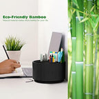 Bamboo Rotating Pencil Holder for Desk, Desk Organizer with 7 Compartments - Image 3
