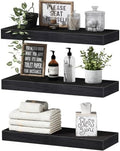 QEEIG Floating Shelves for Wall Small Shelf (Black, Set of 3, 15.7" x 6.7") by QEEIG