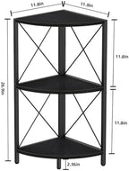 Snughome Corner Shelf with Metal Frame, 3 Tier Corner Storage Organizer, Freestanding Corner Bookshelf Stand Display Rack for Kitchen, Living Room, Black - Image 3