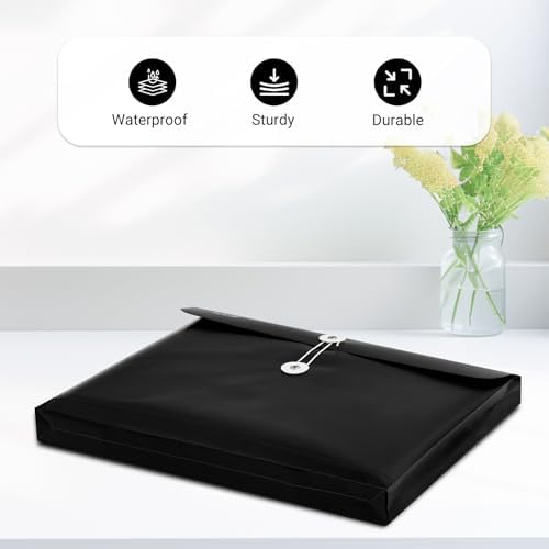 Plastic Expandable Envelopes Files Document Folders, for Letter A4 Size, with String Tie Closure - 1-1/4 Inch Expansion - for School Office & Home (Black, Horizontal) - Image 7